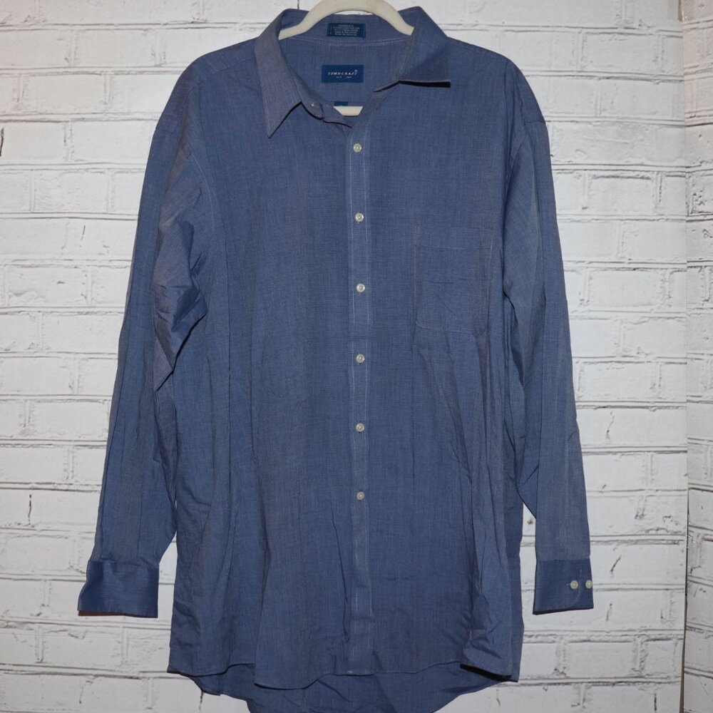 Men's Towncraft Blue Button-down long sleeve shirt size 18 neck